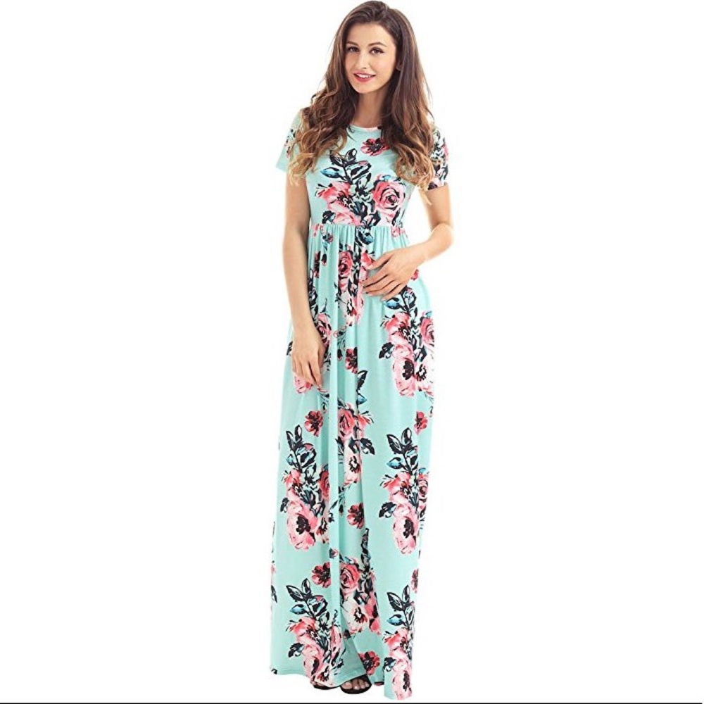 Floral Maxi Dress - Medium - Mint Green Floral